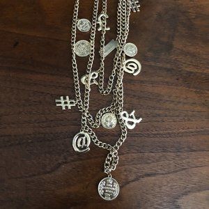 "Social Media" Long Gold Colored Necklace